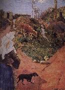 Paul Gauguin Brittany woman with calf oil painting artist
